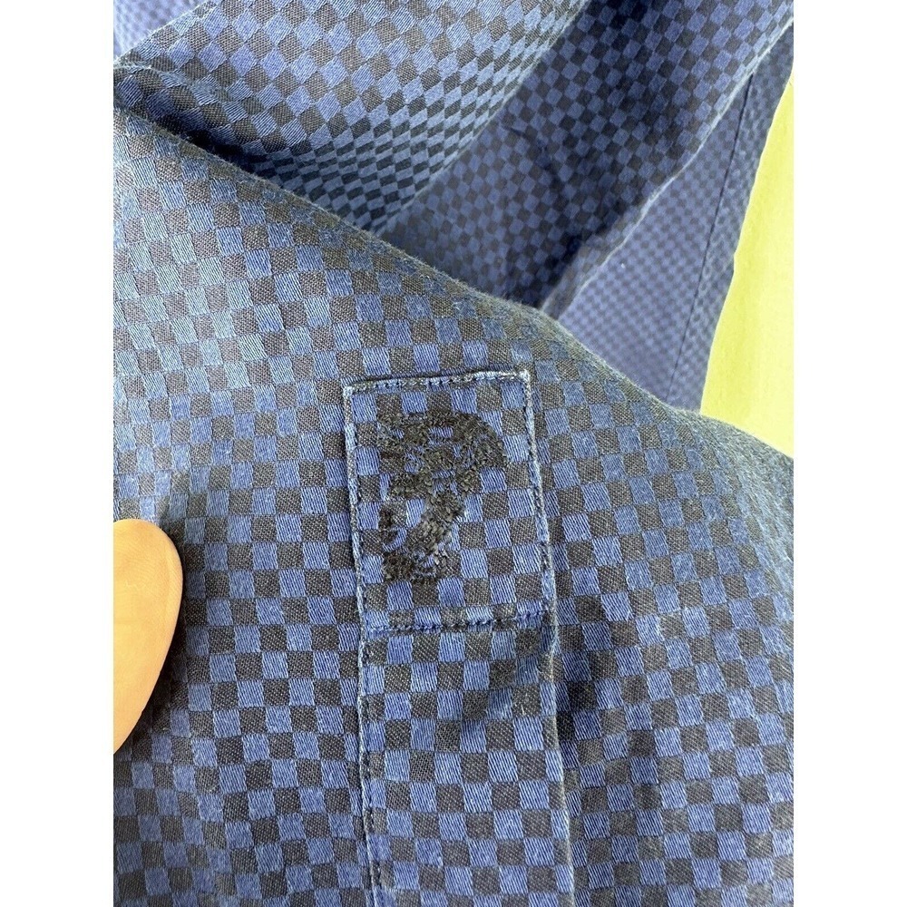 Versace Collection Mens Shirt Button Down Sz 42 16.5 Buffalo Check Blue Black‌‌ - Picture 4 of 11